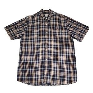 Carhartt Shirt Mens XL Blue Gray Plaid Short Sleeve Button Down